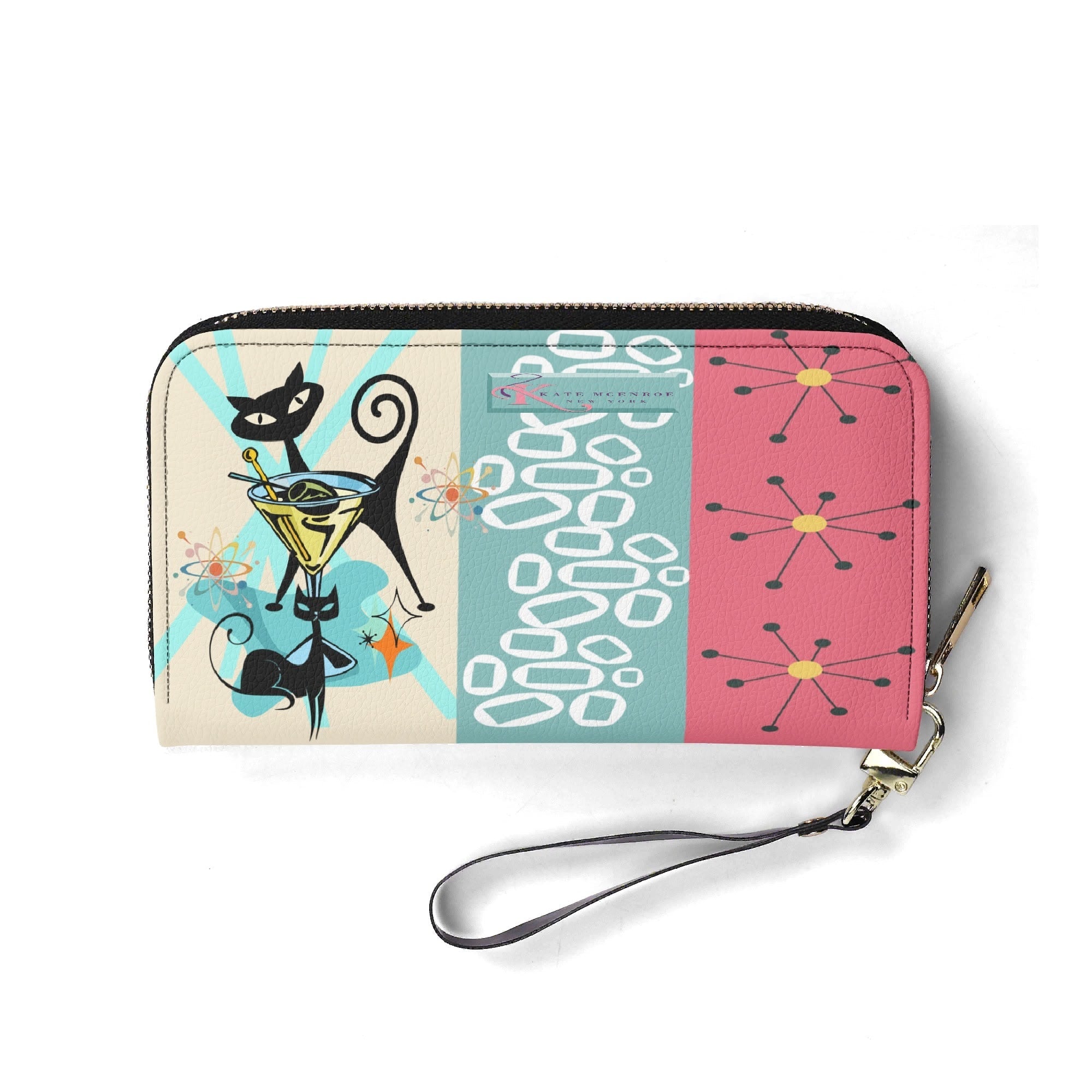 Kate McEnroe New York Mid Century Modern Atomic Cat Martini Zip Around WalletWalletsWE9Q0G6W-2