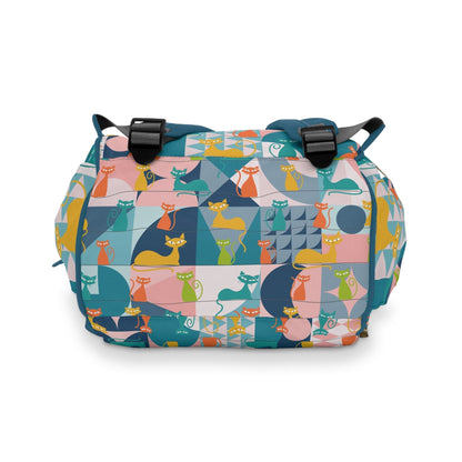 Kate McEnroe New York Mid Century Modern Atomic Cat Multifunctional Backpack, Diaper Bag, Weekender Bag, Carry - on Luggage Bag, Multipurpose BackpackDiaper Bags13038058879203662263