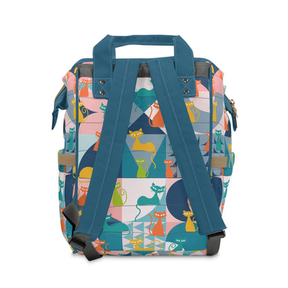 Kate McEnroe New York Mid Century Modern Atomic Cat Multifunctional Backpack, Diaper Bag, Weekender Bag, Carry - on Luggage Bag, Multipurpose BackpackDiaper Bags13038058879203662263