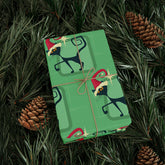 Kate McEnroe New York Mid Century Modern Atomic Cat Retro Christmas Wrapping Paper, MCM Green Kitschy Black Cats Holiday Gift WrapWrapping Paper41035100250921654502