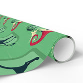Kate McEnroe New York Mid Century Modern Atomic Cat Retro Christmas Wrapping Paper, MCM Green Kitschy Black Cats Holiday Gift WrapWrapping Paper41035100250921654502