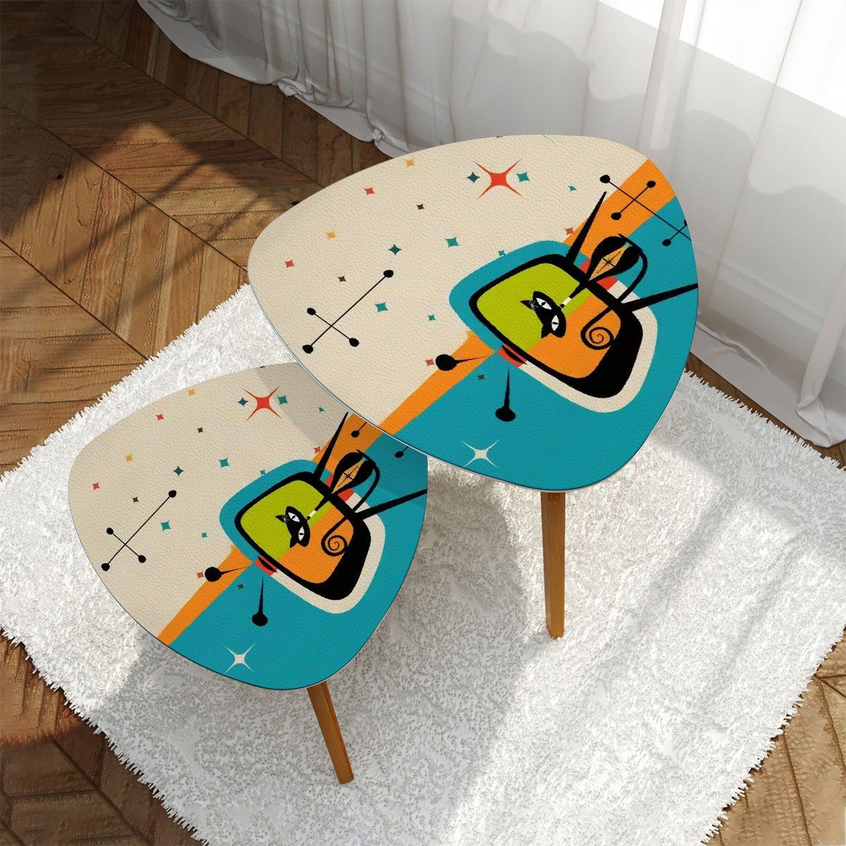 Kate McEnroe New York Mid Century Modern Atomic Cat Retro TV Nesting TablesNesting Tablesb1yUDLcipJ