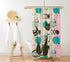 Kate McEnroe New York Mid Century Modern Atomic Cat Shower Curtain, Retro Boomerang Starbursts Pink, Turquoise, and Black Bath DecorShower Curtains18110243713944980823