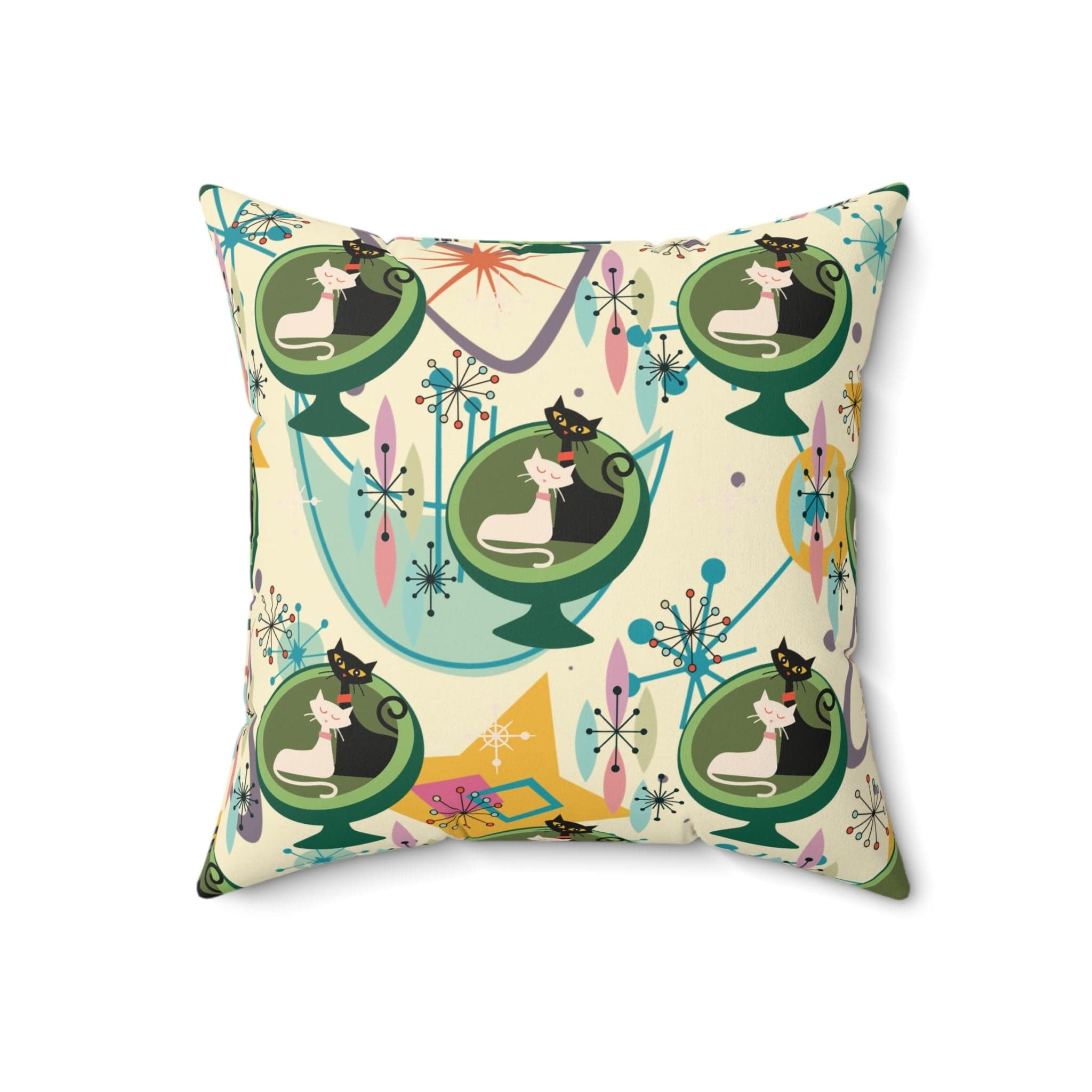 Kate McEnroe New York Mid Century Modern Atomic Cat Sputnik Egg Chair Pillow with Insert - Retro Accent DecorThrow Pillows17450072776453753018