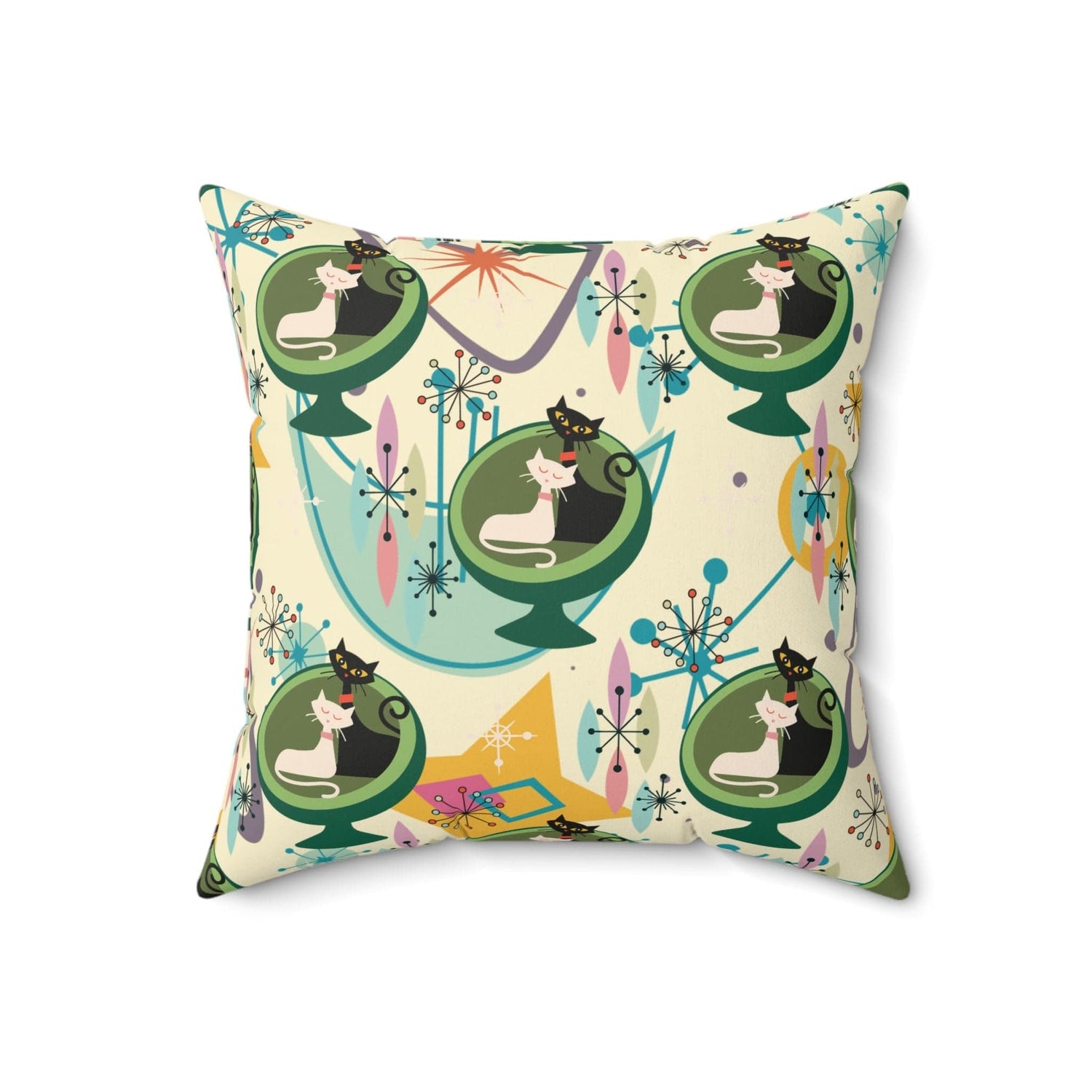 Kate McEnroe New York Mid Century Modern Atomic Cat Sputnik Egg Chair Pillow with Insert - Retro Accent DecorThrow Pillows17450072776453753018