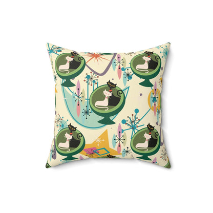 Kate McEnroe New York Mid Century Modern Atomic Cat Sputnik Egg Chair Pillow with Insert - Retro Accent DecorThrow Pillows17450072776453753018