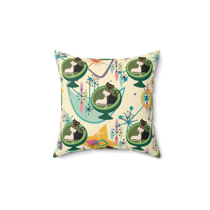 Kate McEnroe New York Mid Century Modern Atomic Cat Sputnik Egg Chair Pillow with Insert - Retro Accent DecorThrow Pillows17450072776453753018