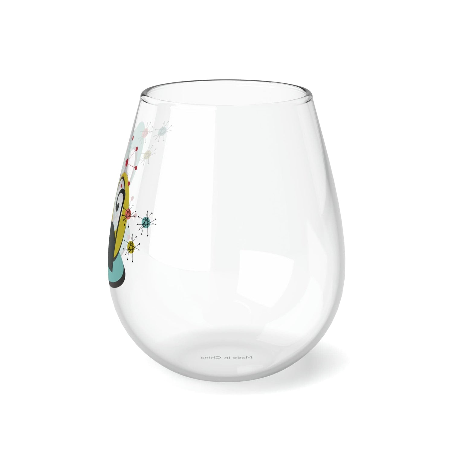 Kate McEnroe New York Mid Century Modern Atomic Cat Stemless Wine Glass, 11.75oz Retro Whimsical Sipware, MCM Kitschy Drinkware Wine Glasses 11.75oz 21338189572524477717