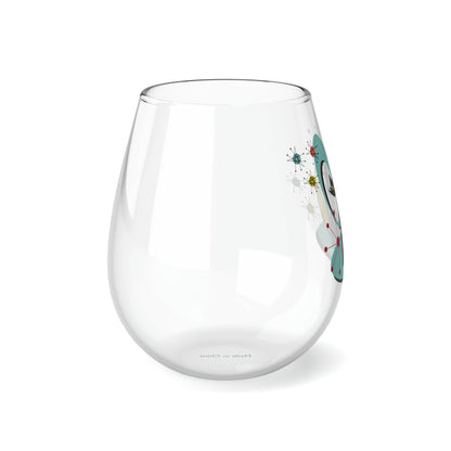 Kate McEnroe New York Mid Century Modern Atomic Cat Stemless Wine Glass, 11.75oz Retro Whimsical Sipware, MCM Kitschy DrinkwareWine Glasses21338189572524477717