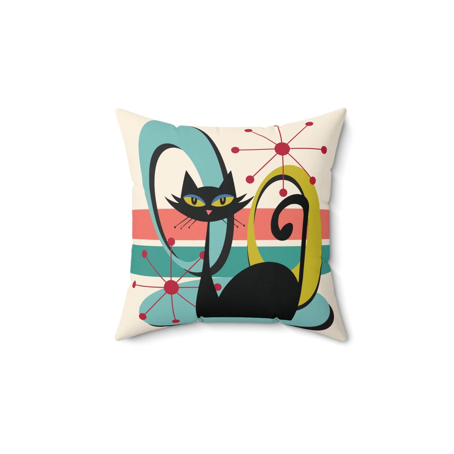 Kate McEnroe New York Mid Century Modern Atomic Cat Throw Pillow, Retro MCM Cushion, Atomic Design Home AccentThrow Pillows11339793622178222520