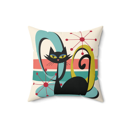 Kate McEnroe New York Mid Century Modern Atomic Cat Throw Pillow, Retro MCM Cushion, Atomic Design Home AccentThrow Pillows22103893509526629730