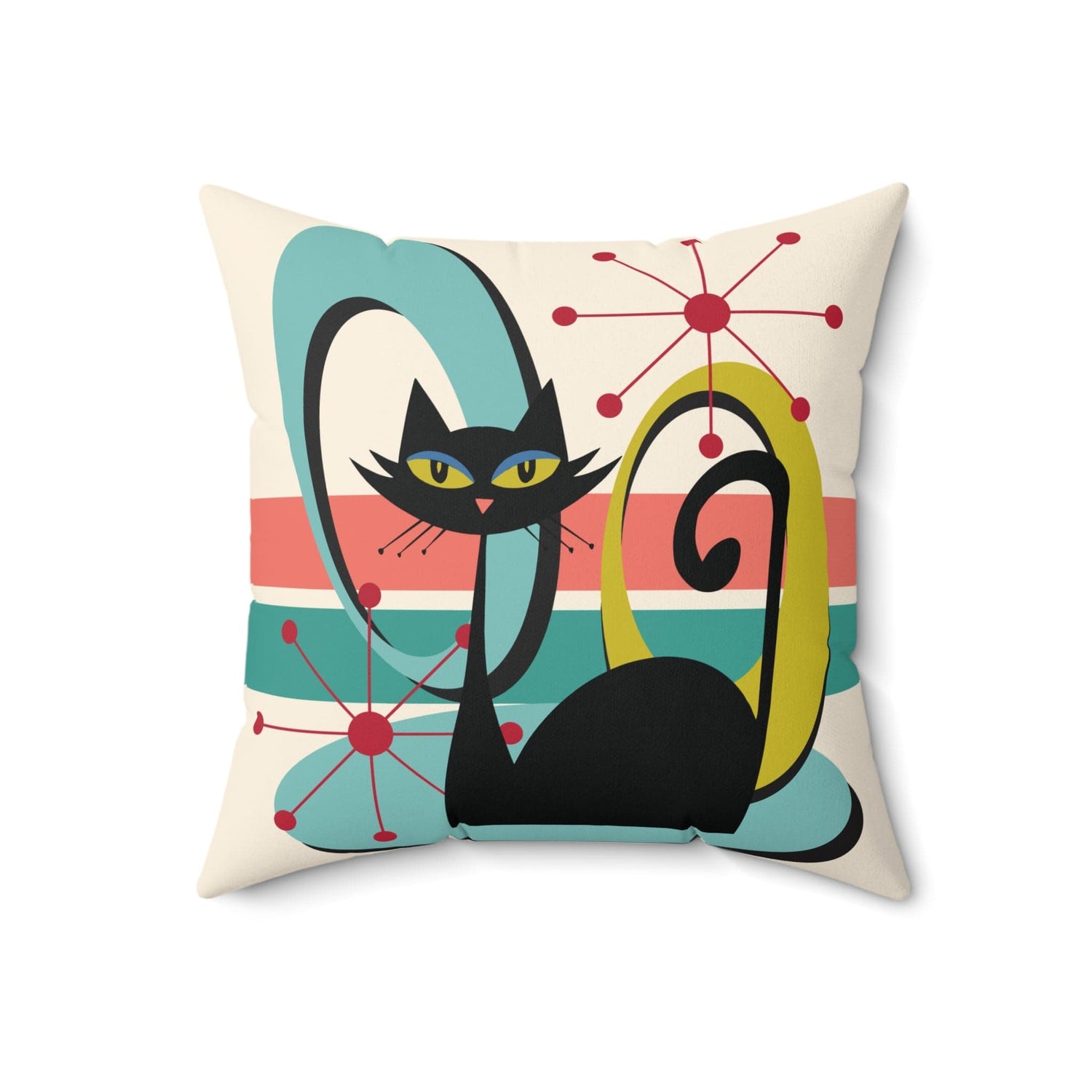 Kate McEnroe New York Mid Century Modern Atomic Cat Throw Pillow, Retro MCM Cushion, Atomic Design Home AccentThrow Pillows22103893509526629730