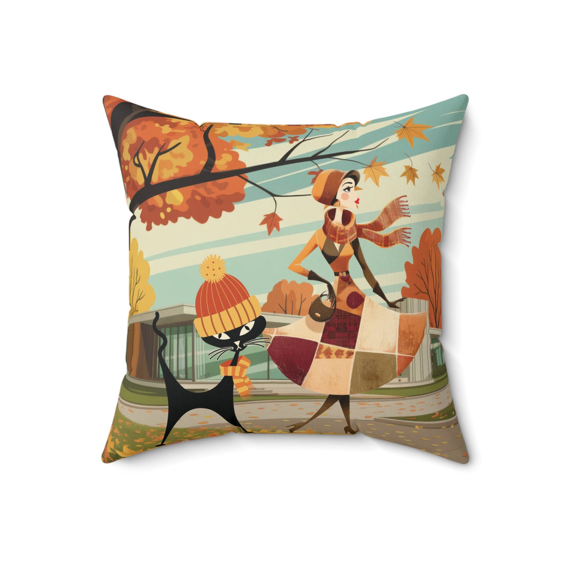 Kate McEnroe New York Mid Century Modern Atomic Cat Throw Pillow, Retro Vintage Kitsch Fall DecorThrow Pillows21432294341000191251
