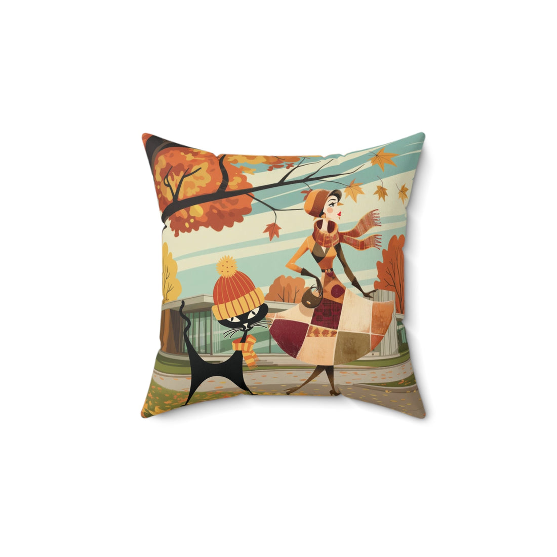 Kate McEnroe New York Mid Century Modern Atomic Cat Throw Pillow, Retro Vintage Kitsch Fall DecorThrow Pillows26237406024486722656