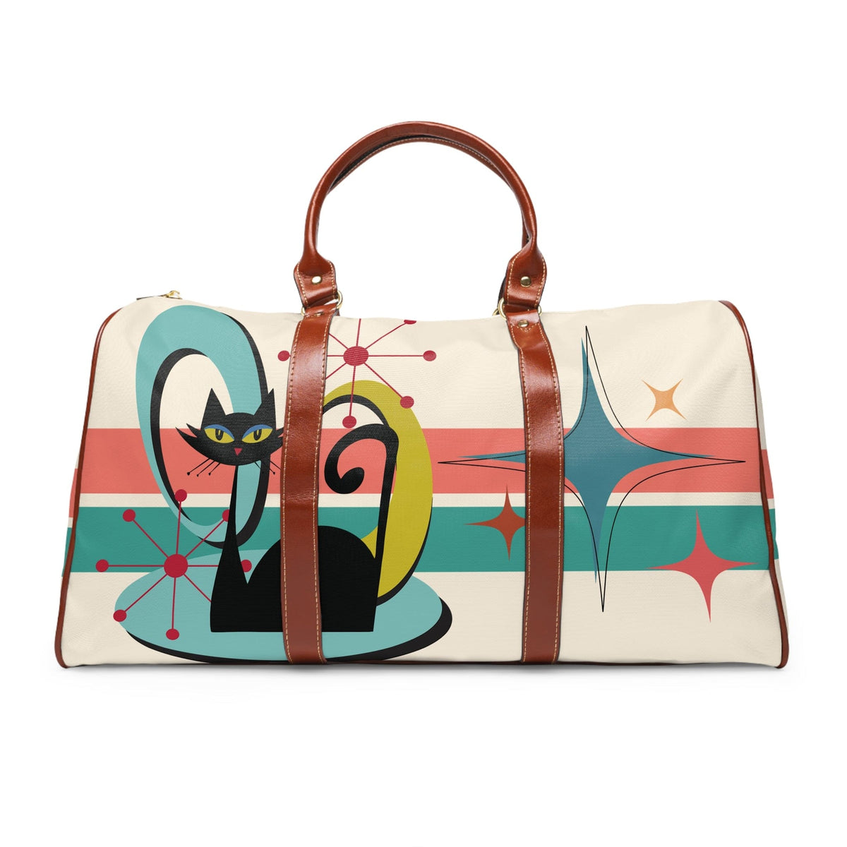 Kate McEnroe New York Mid Century Modern Atomic Cat Travel Bag, Retro Starburst Weekender, MCM Style DuffelDuffel Bags21450168640017268263