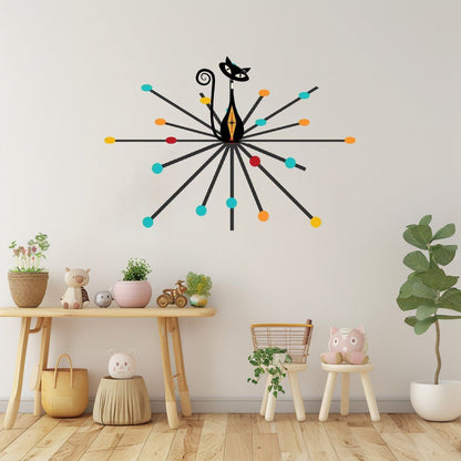 Kate McEnroe New York Mid Century Modern Atomic Cat Vinyl Wall Sticker, Retro Starburst Decal, 50s Style Wall DecorWall DecalsZwNp7cdJIc