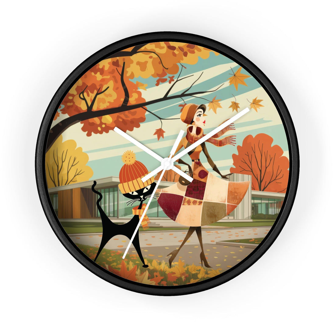 Kate McEnroe New York Mid Century Modern Atomic Cat Wall Clock, Retro Vintage Kitsch Home AccentWall Clocks21076646288734962436