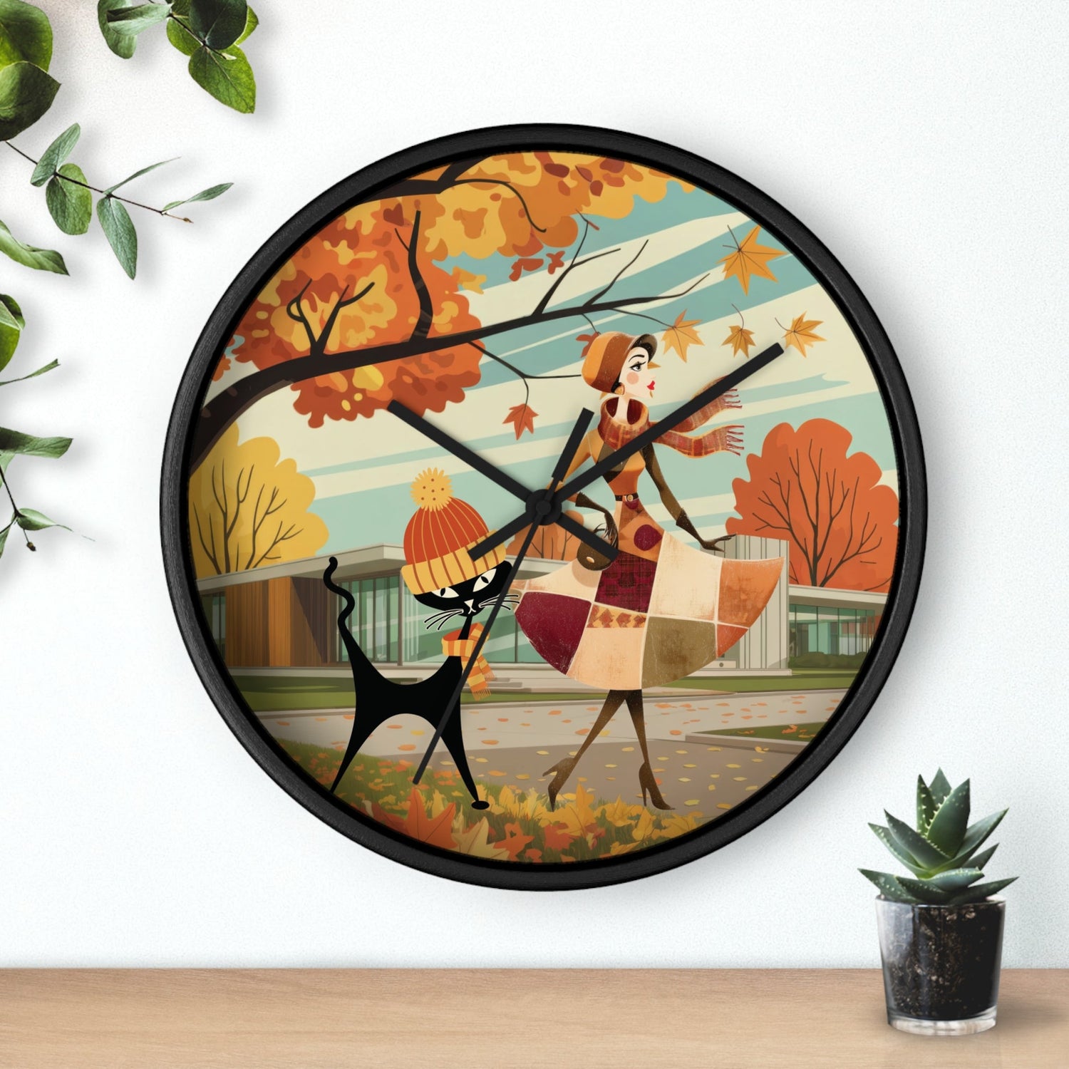 Kate McEnroe New York Mid Century Modern Atomic Cat Wall Clock, Retro Vintage Kitsch Home AccentWall Clocks32487089368443961542