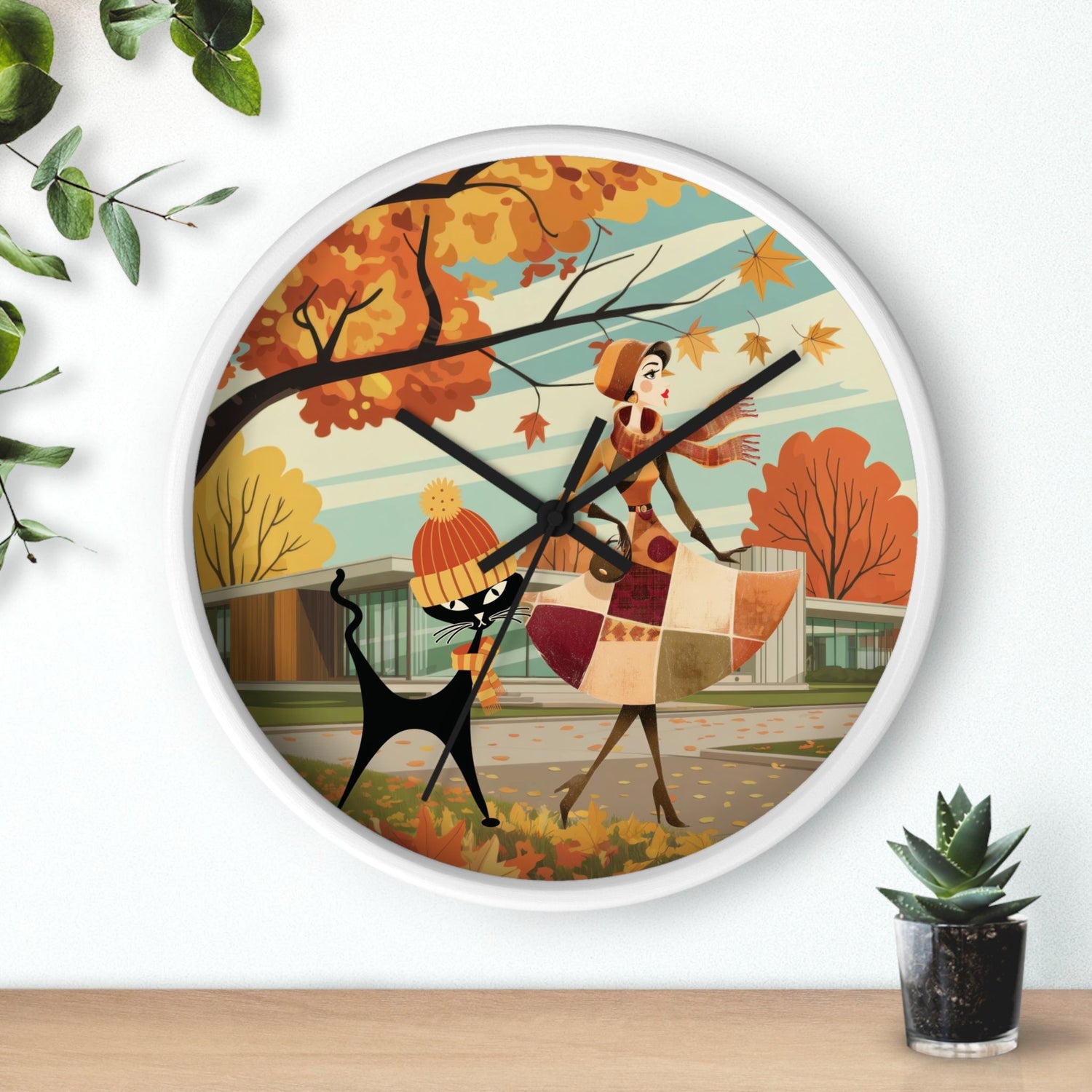 Kate McEnroe New York Mid Century Modern Atomic Cat Wall Clock, Retro Vintage Kitsch Home AccentWall Clocks77232776637768243194