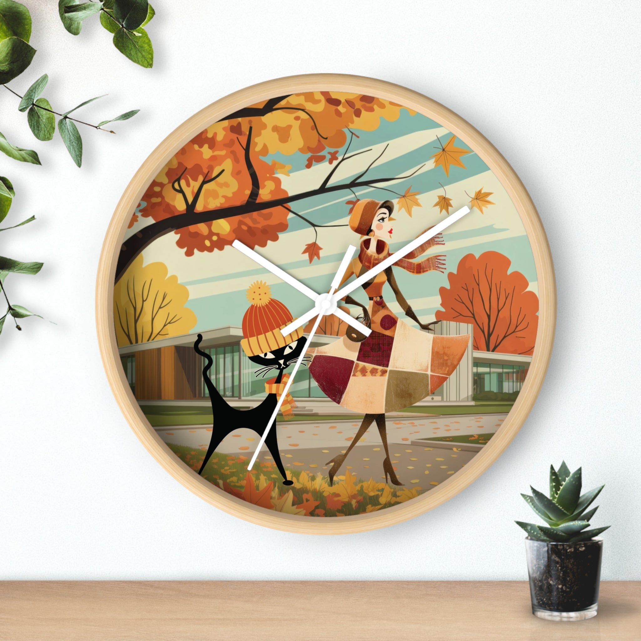 Kate McEnroe New York Mid Century Modern Atomic Cat Wall Clock, Retro Vintage Kitsch Home AccentWall Clocks77232776637768243194