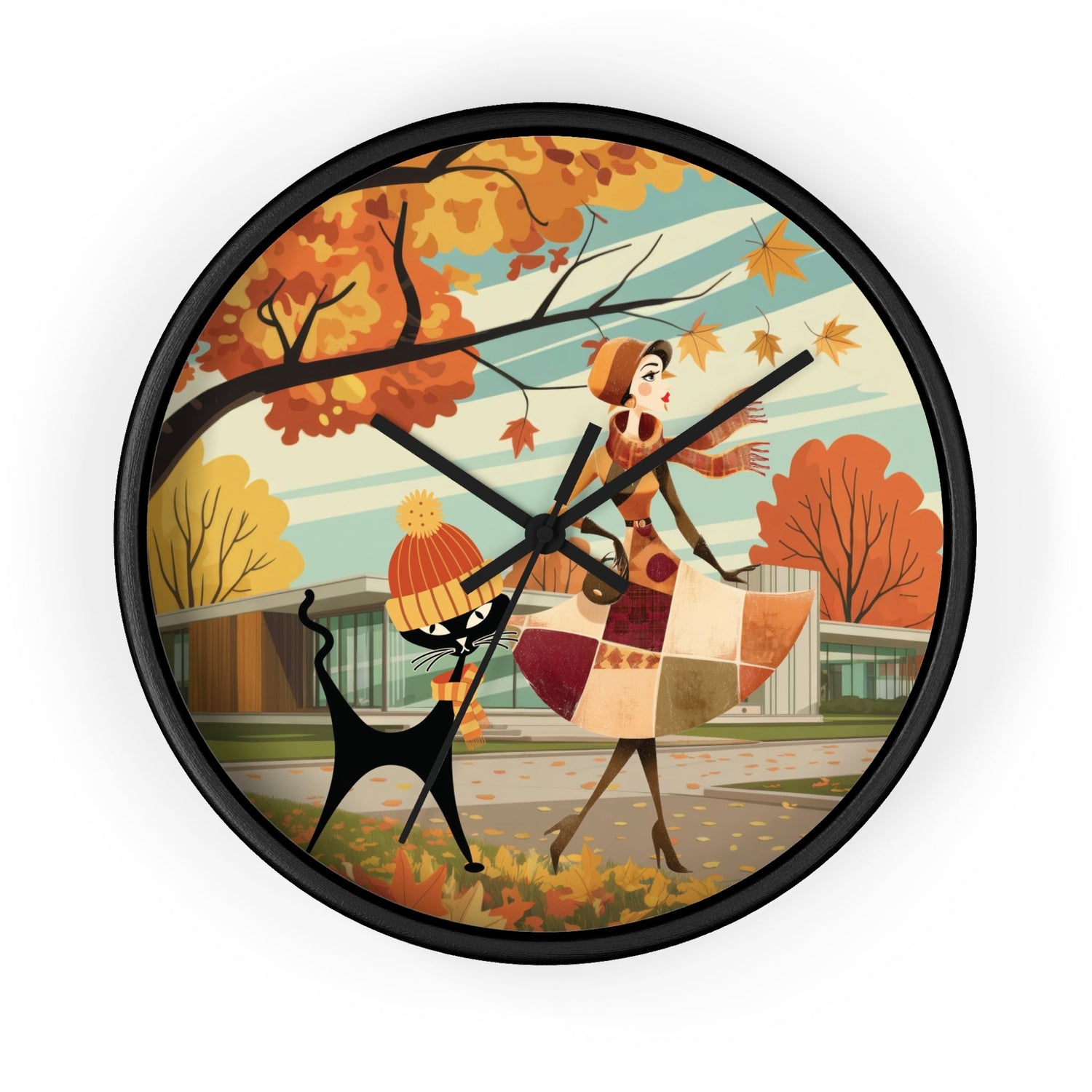 Kate McEnroe New York Mid Century Modern Atomic Cat Wall Clock, Retro Vintage Kitsch Home AccentWall Clocks77232776637768243194