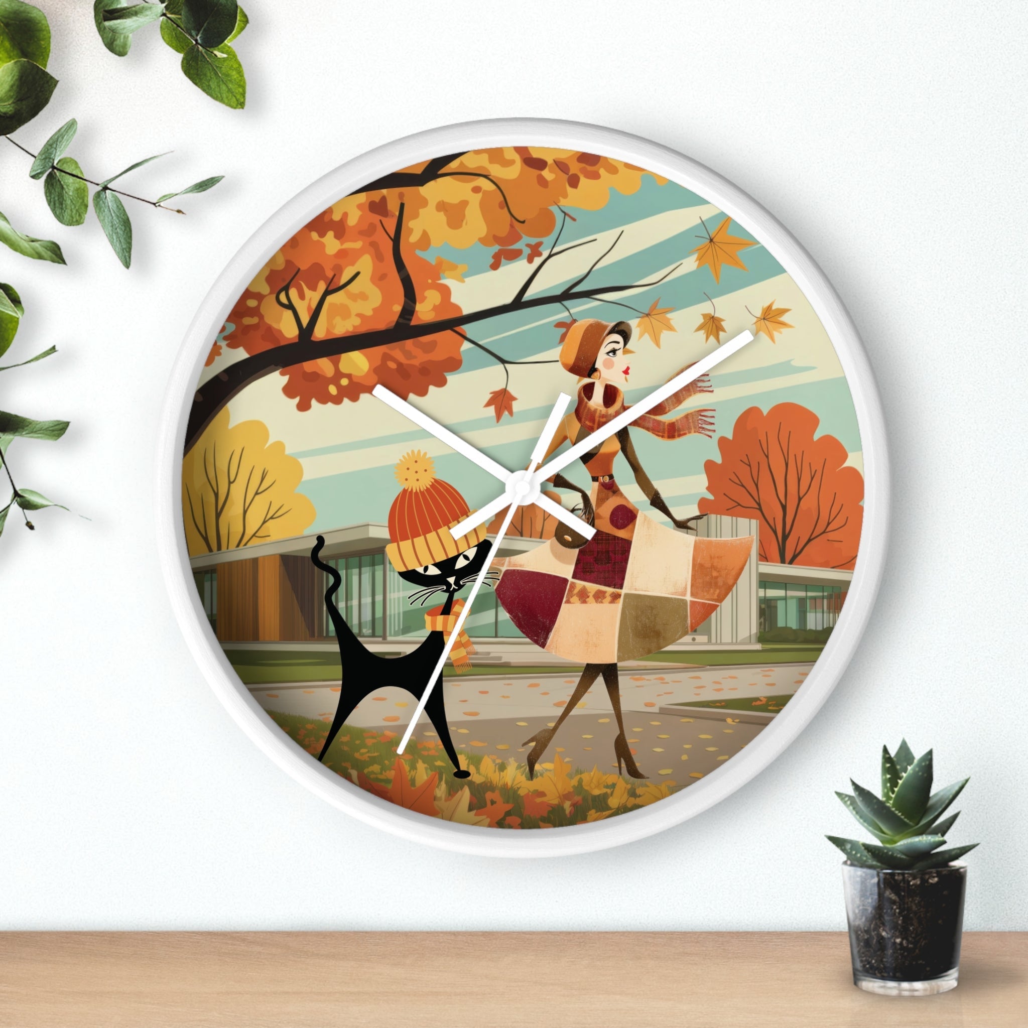 Kate McEnroe New York Mid Century Modern Atomic Cat Wall Clock, Retro Vintage Kitsch Home AccentWall Clocks77232776637768243194