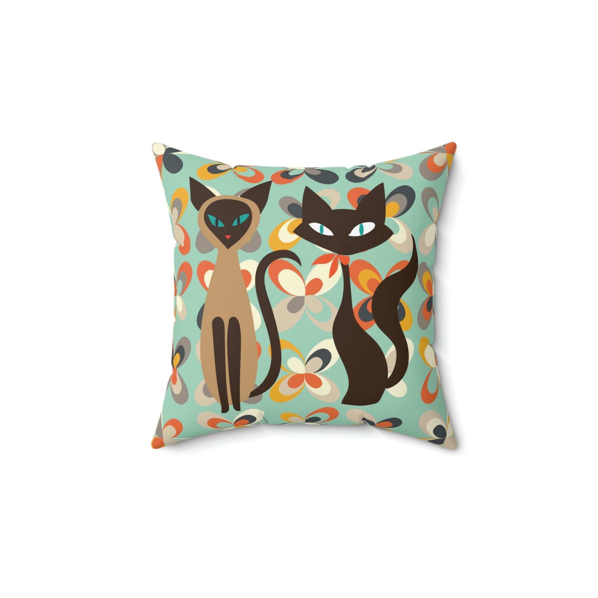 Kate McEnroe New York Mid Century Modern Atomic Cats Retro Suede Pillow Case Faux Suede Throw Pillow Covers 20" × 20" 27557605686927184381