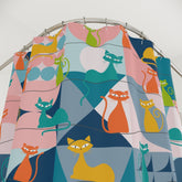 Kate McEnroe New York Mid Century Modern Atomic Cats Shower Curtain, Retro Kitsch Teal, Pink, Orange, Yellow Geometric Bath Curtains, MCM Bathroom DecorShower CurtainsS40 - GEO - KIT - 7X7