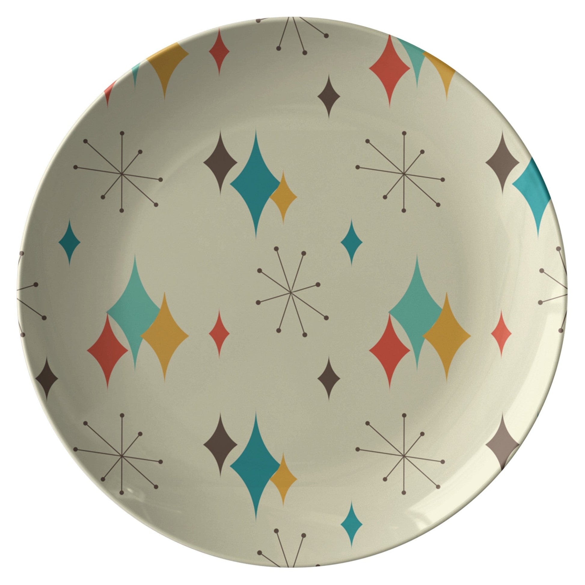 Kate McEnroe New York Mid Century Modern Atomic Diamond Starburst Dinner Plate Plates