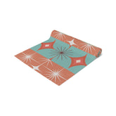 Kate McEnroe New York Mid Century Modern Atomic Diamond Starburst Table Runner, Retro Orange Teal Table LinensTable Runners31354796888313382689