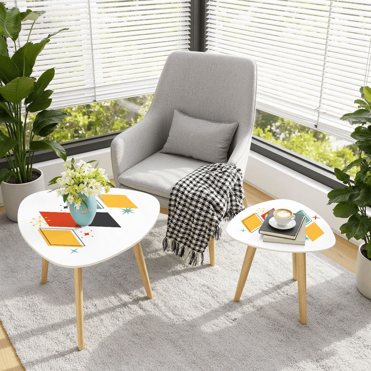 Kate McEnroe New York Mid Century Modern Atomic Diamonds Starburst Nesting TablesNesting TableszWTtjZow0J