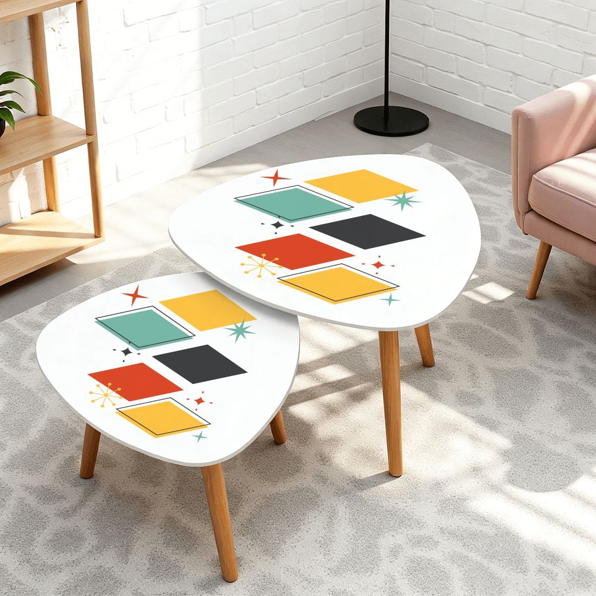 Kate McEnroe New York Mid Century Modern Atomic Diamonds Starburst Nesting TablesNesting TableszWTtjZow0J