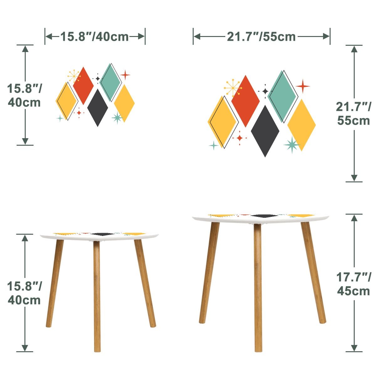Kate McEnroe New York Mid Century Modern Atomic Diamonds Starburst Nesting TablesNesting TableszWTtjZow0J