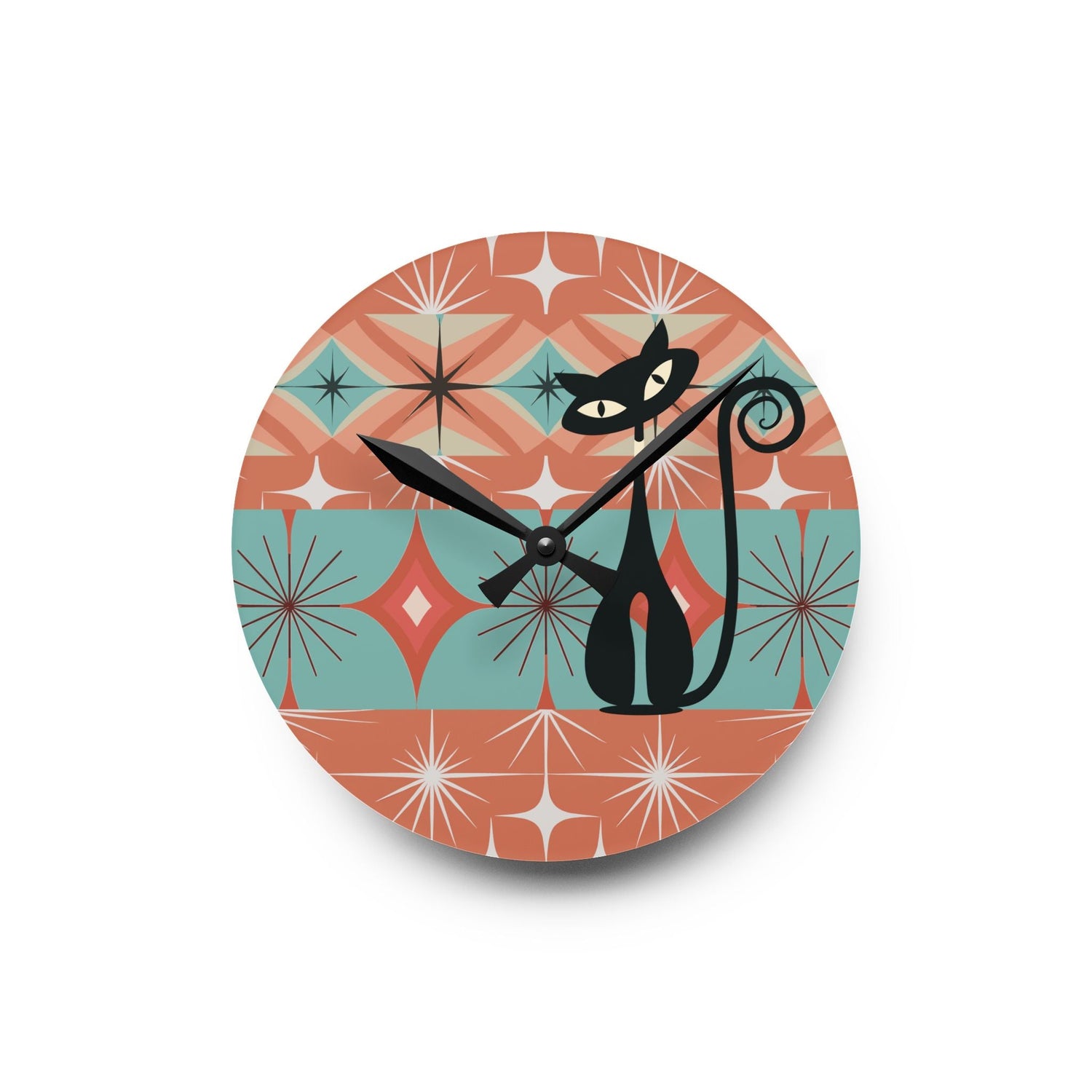 Kate McEnroe New York Mid Century Modern Atomic Kitschy Cat Acrylic Wall Clock, Retro MCM Wall DecorWall Clocks42157265915945901824