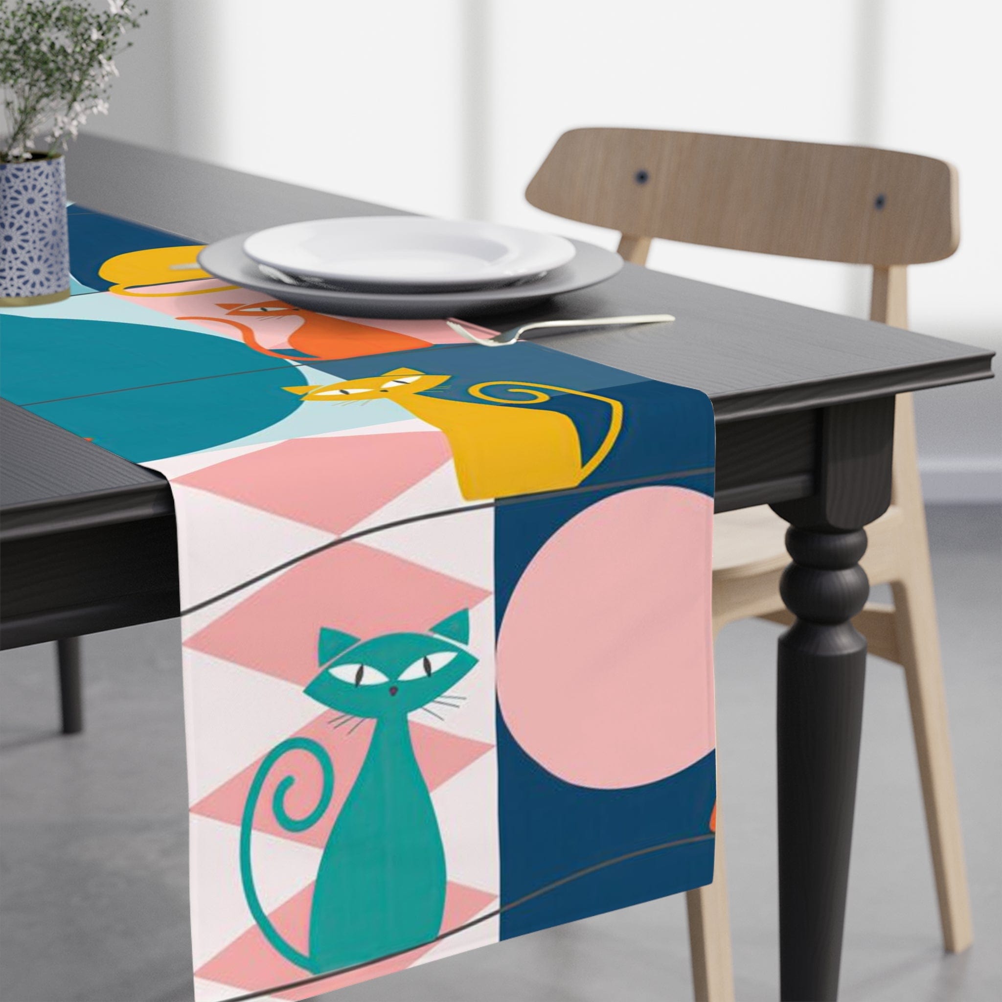 Kate McEnroe New York Mid Century Modern Atomic Kitschy Cat Table RunnerTable Runners20510327850309368873