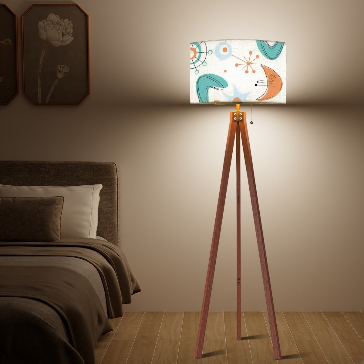 Mid Century Modern Atomic Lampshade, Retro Boomerang Starburst 50s