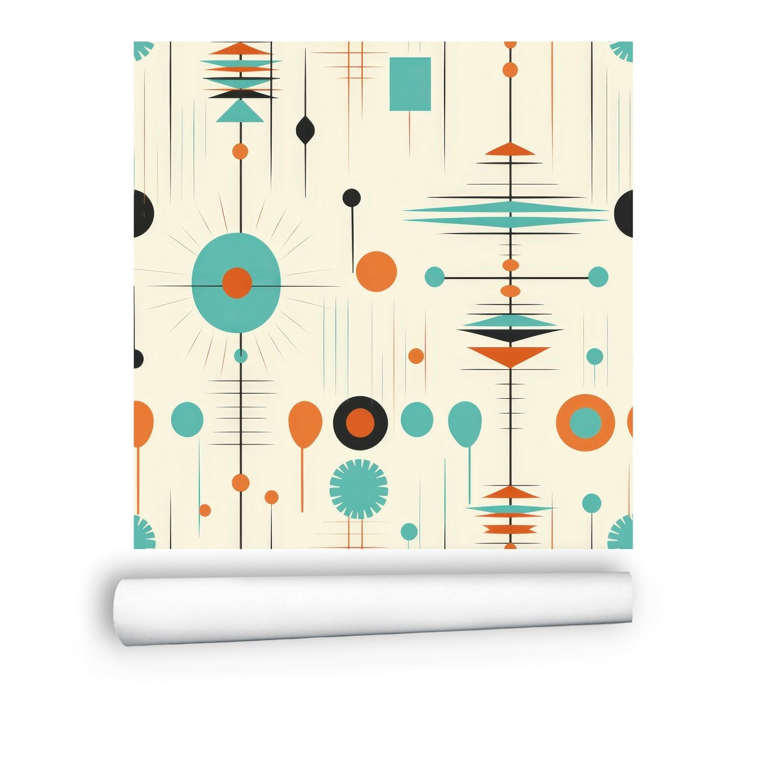 Kate McEnroe New York Mid Century Modern Atomic Orange Teal Geometric Wall MuralWall Mural116269