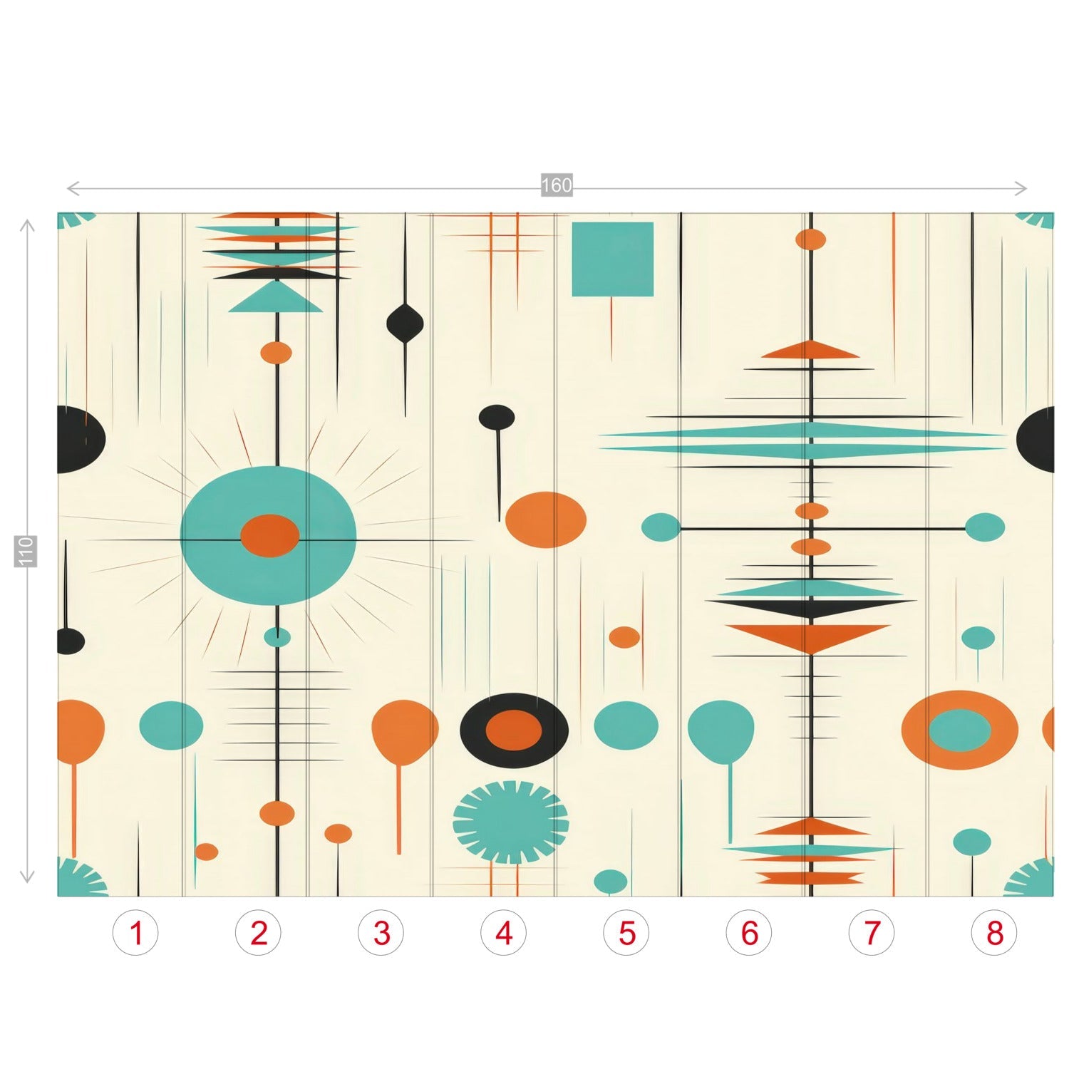 Kate McEnroe New York Mid Century Modern Atomic Orange Teal Geometric Wall MuralWall Mural116275