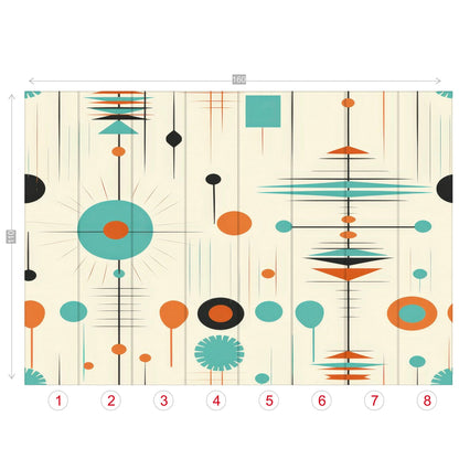 Kate McEnroe New York Mid Century Modern Atomic Orange Teal Geometric Wall MuralWall Mural116275