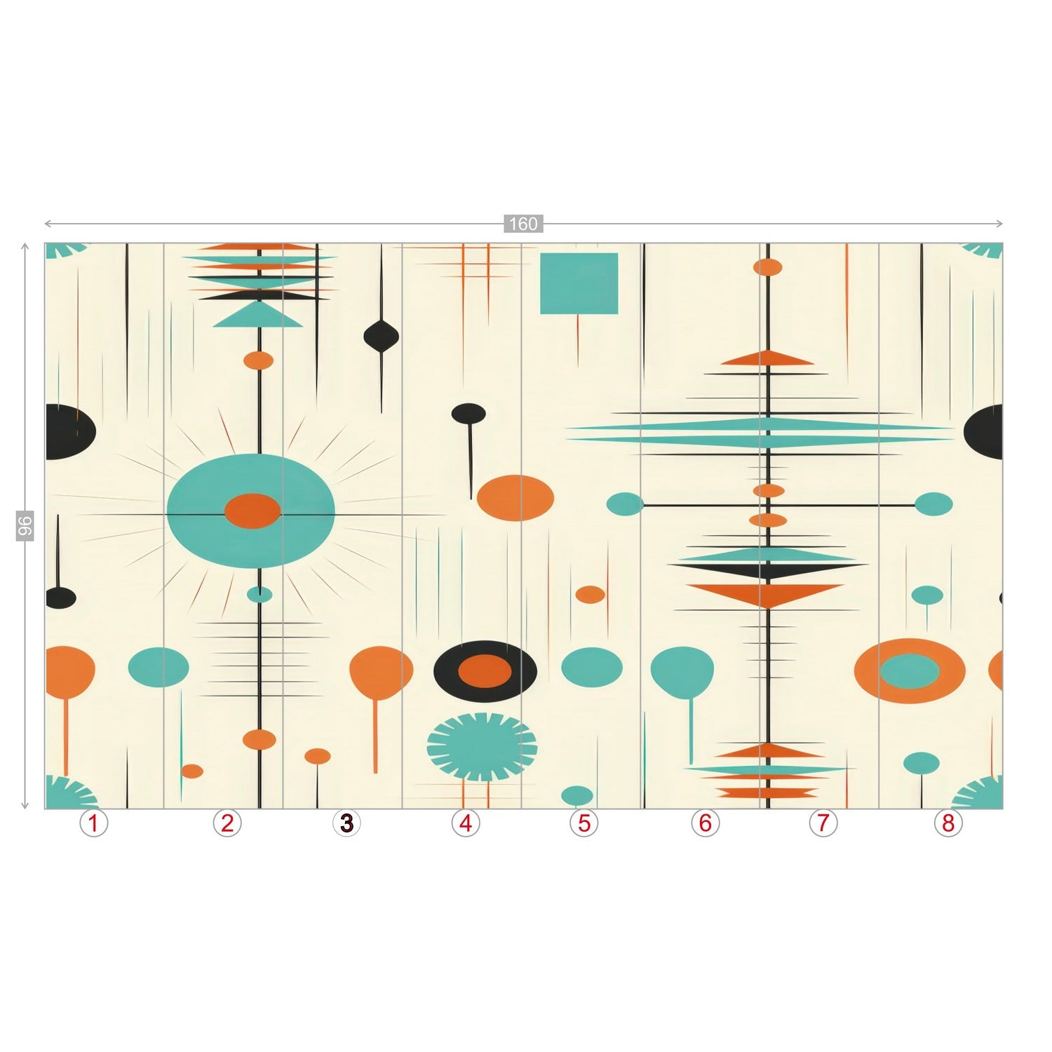 Kate McEnroe New York Mid Century Modern Atomic Orange Teal Geometric Wall MuralWall Mural116275