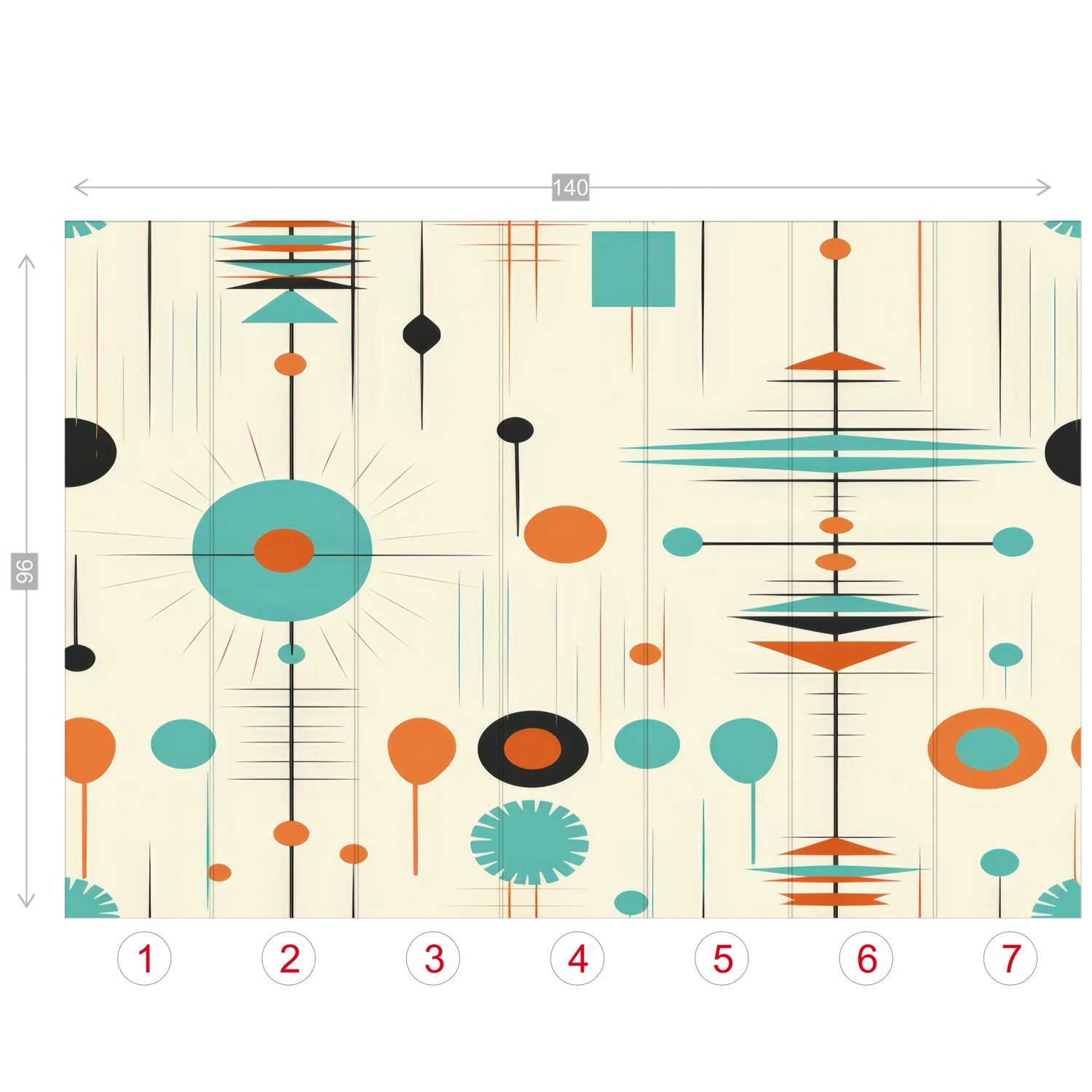 Kate McEnroe New York Mid Century Modern Atomic Orange Teal Geometric Wall MuralWall Mural116275