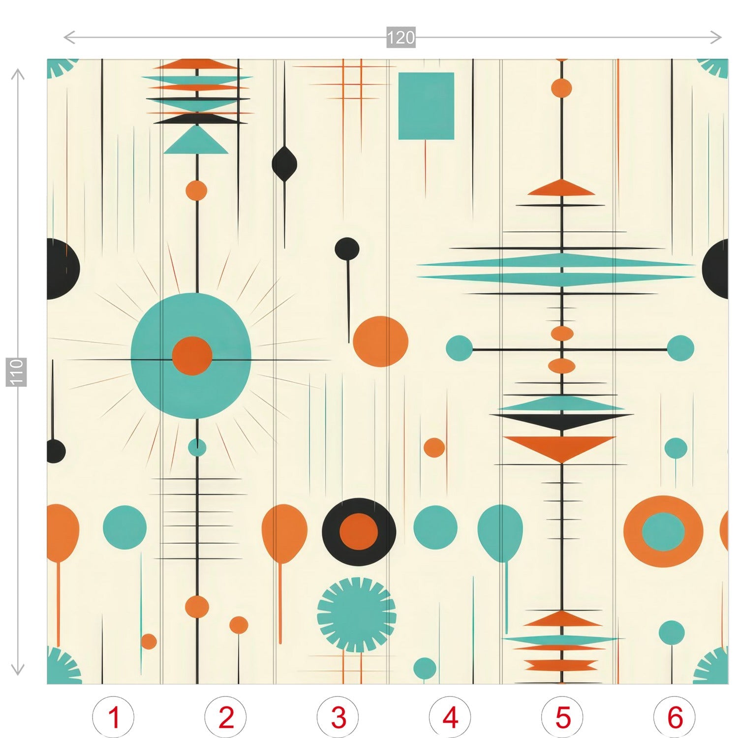 Kate McEnroe New York Mid Century Modern Atomic Orange Teal Geometric Wall MuralWall Mural116275