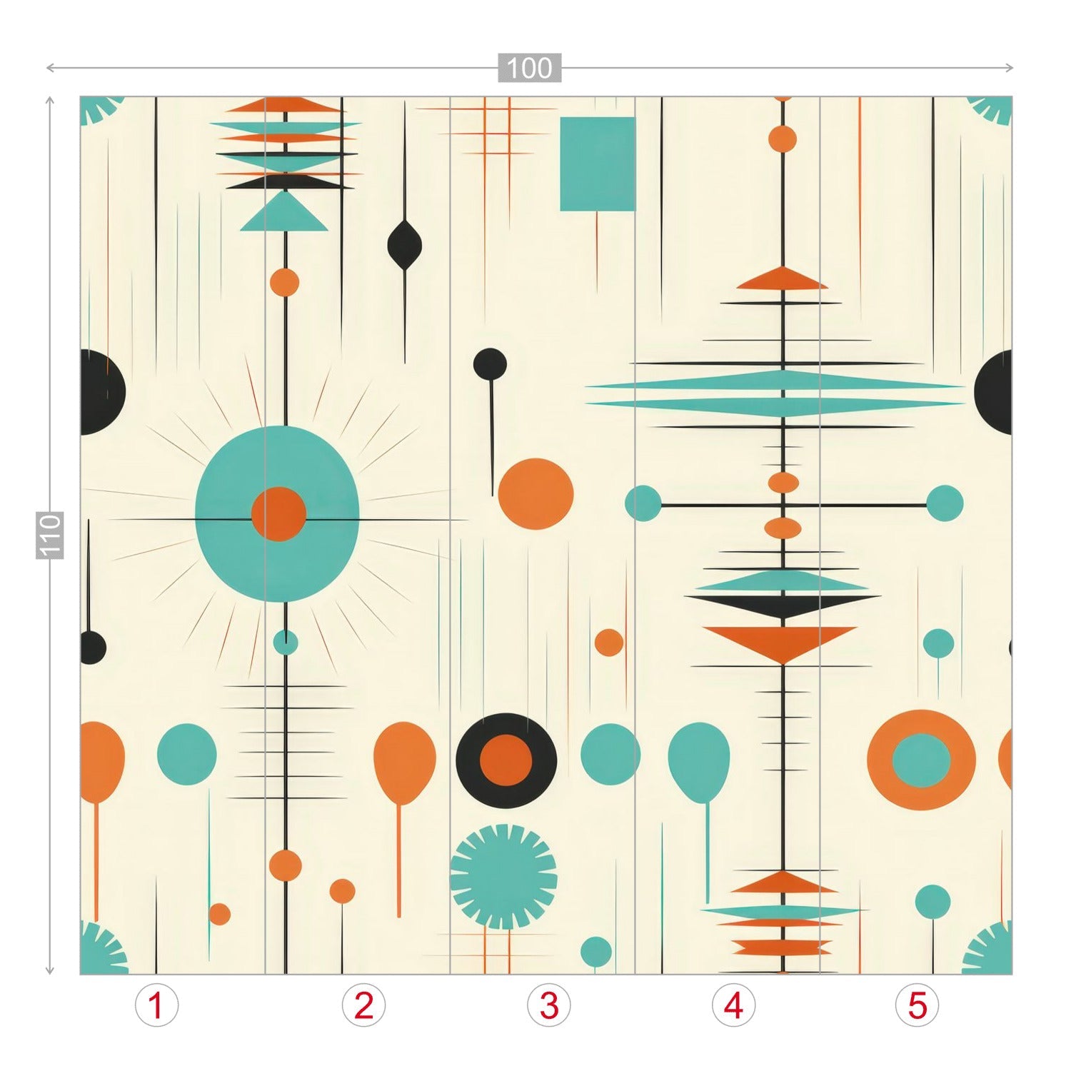 Kate McEnroe New York Mid Century Modern Atomic Orange Teal Geometric Wall MuralWall Mural116275