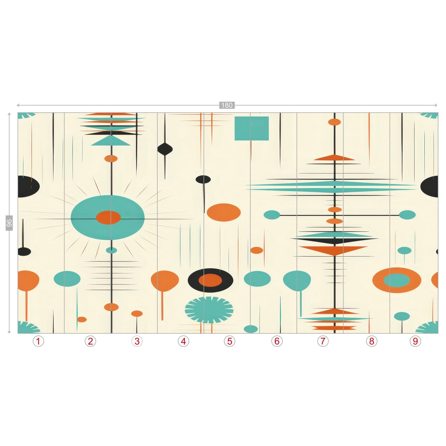 Kate McEnroe New York Mid Century Modern Atomic Orange Teal Geometric Wall MuralWall Mural116275