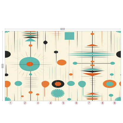 Kate McEnroe New York Mid Century Modern Atomic Orange Teal Geometric Wall MuralWall Mural116275