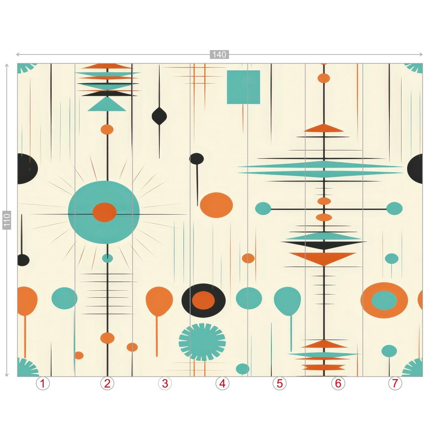 Kate McEnroe New York Mid Century Modern Atomic Orange Teal Geometric Wall MuralWall Mural116275