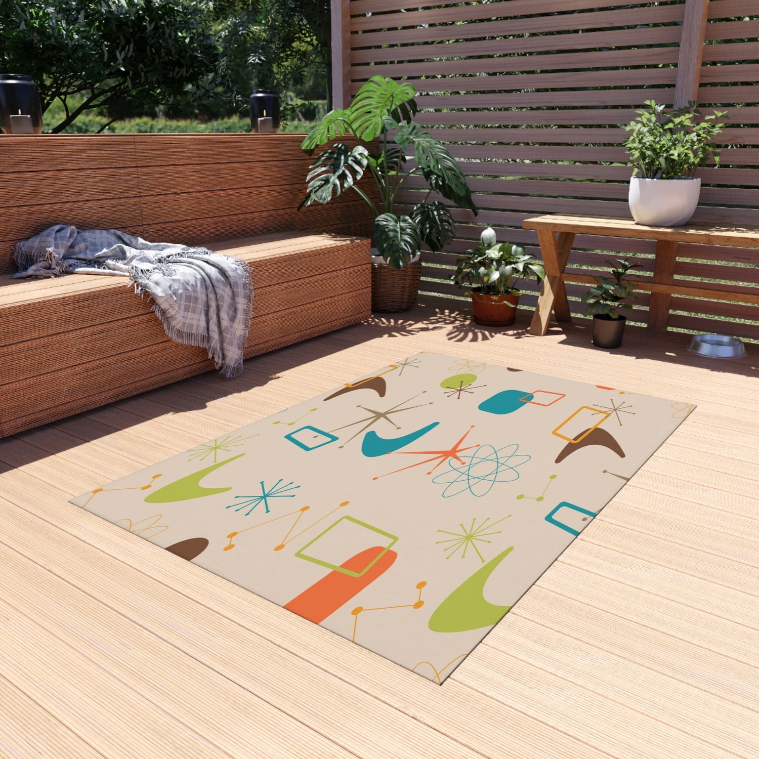 Kate McEnroe New York Mid Century Modern Atomic Outdoor Rug, Retro Boomerang Pattern Patio AccentRugs60866395459922238041