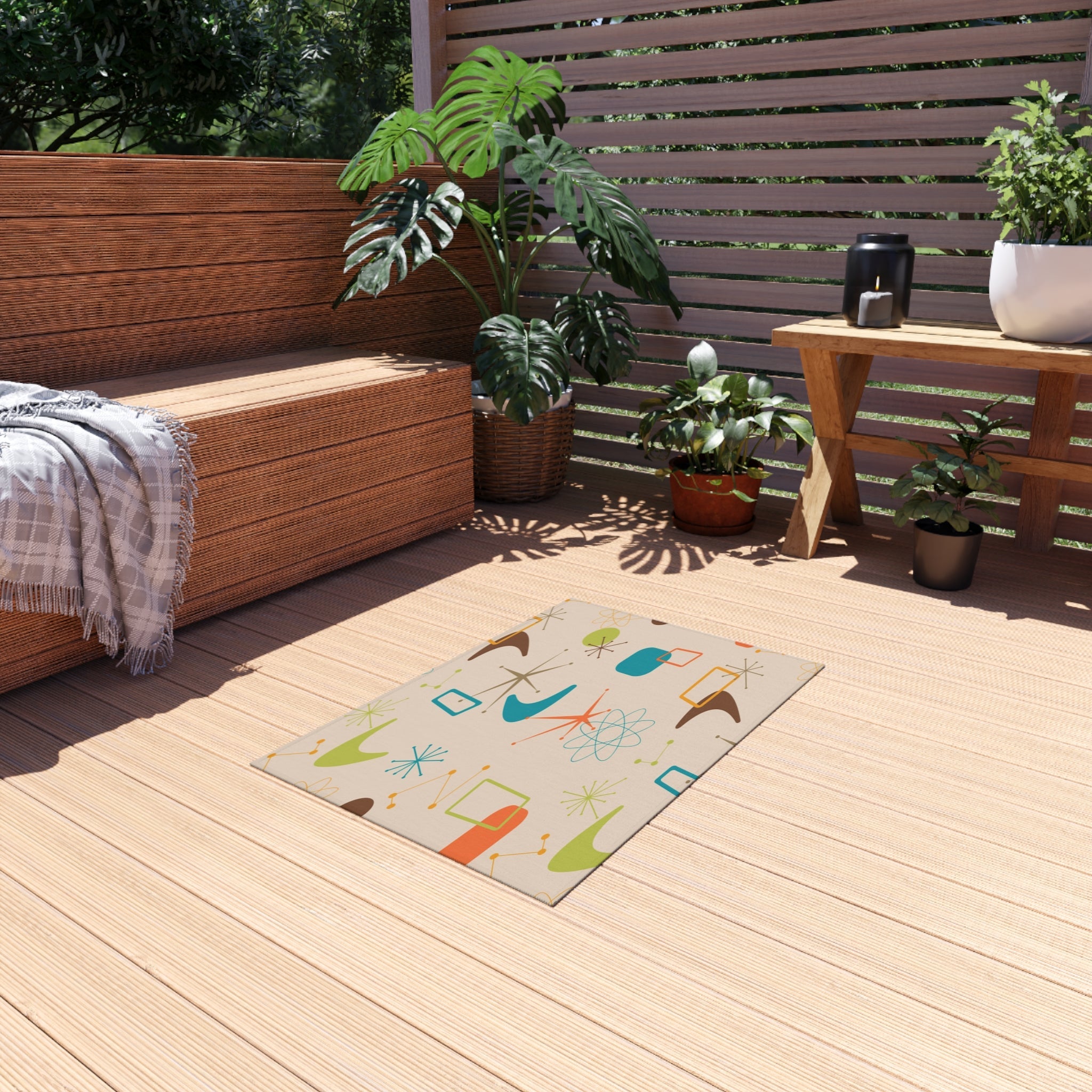 Kate McEnroe New York Mid Century Modern Atomic Outdoor Rug, Retro Boomerang Pattern Patio AccentRugs60866395459922238041
