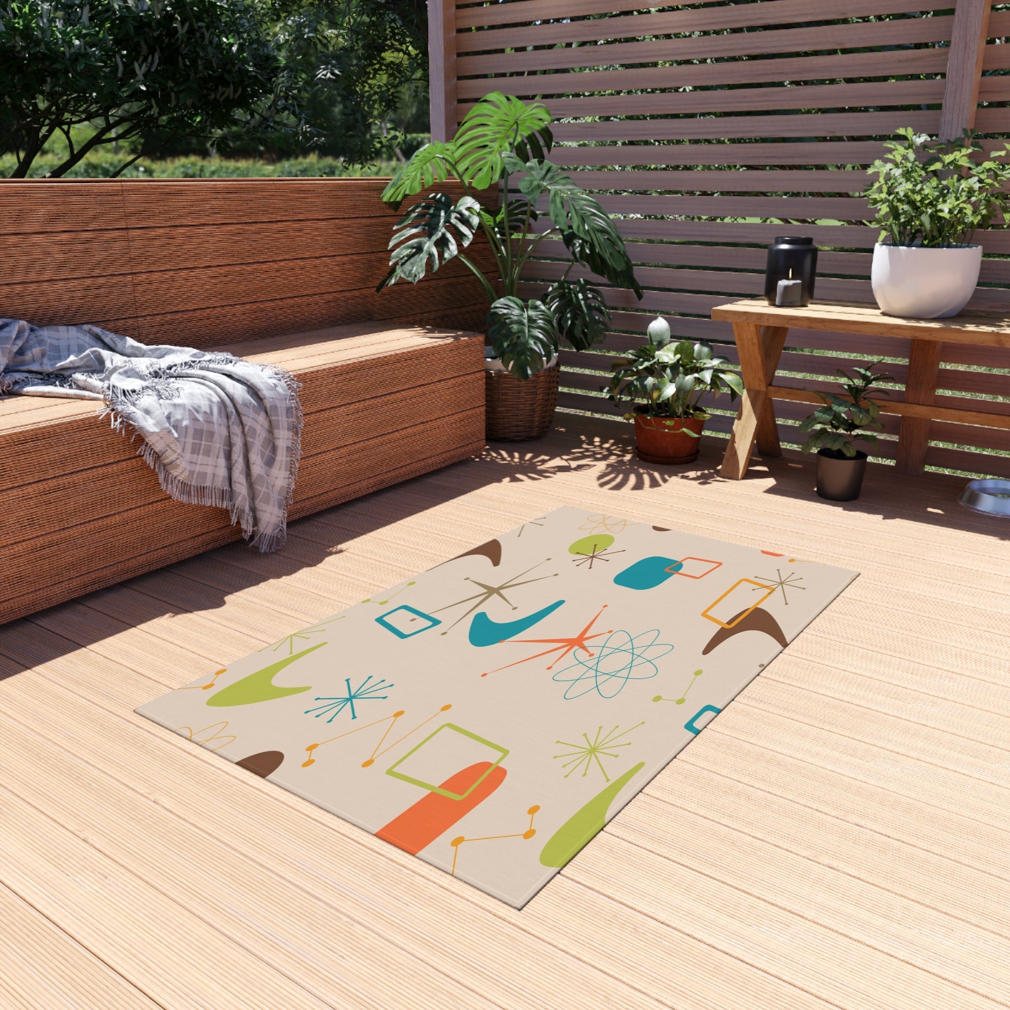 Kate McEnroe New York Mid Century Modern Atomic Outdoor Rug, Retro Boomerang Pattern Patio AccentRugs60866395459922238041