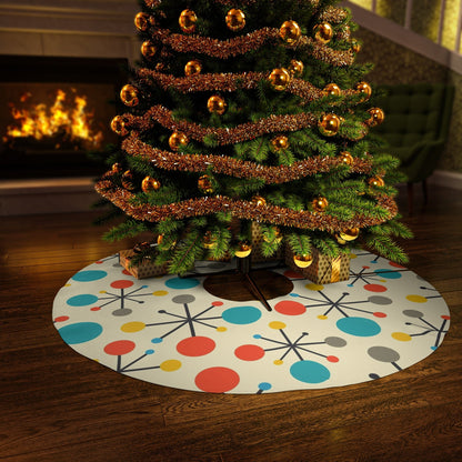 Kate McEnroe New York Mid Century Modern Atomic Starburts Geometric Christmas Tree Skirts Home Decor 100% Polyester Faux-Linen Treeskirt-FauxLinen-20221101120506290